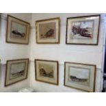 Six Original Watercolour Paintings Of Landscape By