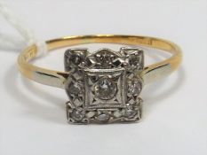 An 18ct Gold Ring With Platinum Mounted Diamonds