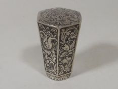 A Decorative White Metal Cane Top