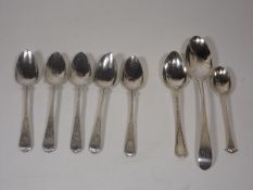 Five Georgian Bright Cut Silver Spoons Twinned Wit