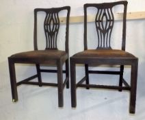 A Pair Of Early 19thC. Chippendale Style Chairs Wi