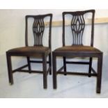 A Pair Of Early 19thC. Chippendale Style Chairs Wi