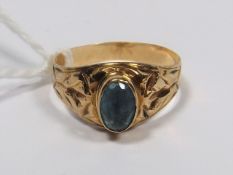 A 19thC. Small Yellow Metal Ring With Beryl Style