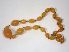 A 19thC. Set Of Yellow Natural Amber Beads Weight