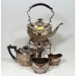 A Victorian Silver Plated Spirit Kettle & Matching
