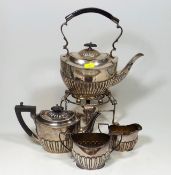 A Victorian Silver Plated Spirit Kettle & Matching