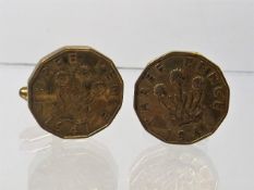 A Pair Of Trench Art Threepence Cuff Links