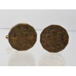 A Pair Of Trench Art Threepence Cuff Links