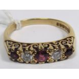 An 18ct Gold Diamond & Ruby Carved Half Hoop Ring