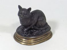 A 20thC. Bronze Model Of Cat Seated