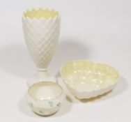 A Belleek Porcelain Vase 20.5cm High With Two Othe