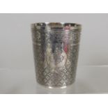 An Antique French Silver Drinking Vessel With Chas