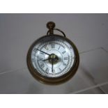 A Brass Cased Desk Barometer, Clock & Compass