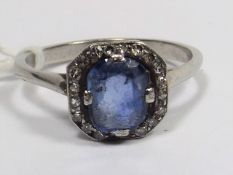 An Antique Platinum Ring With Ceylon Sapphire & Di