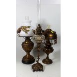 Three Ornate Brass Oil Lamps