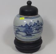 A Late 19thC. Chinese Ginger Jar, Cracked, With Wo