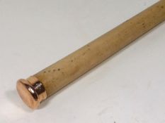 A Victorian Malacca Walking Cane With Rose Gold To