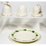 Three Belleek Porcelain Christmas Decorations & On