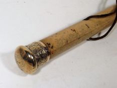 A Victorian Malacca Walking Cane With Embossed Ros