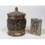 An Indian Silver Embossed Jar With Similar Vesta H