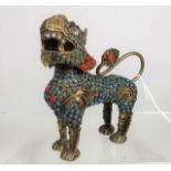 A 19thC. Tibetan Foo Dog Incense Vessel Decorated