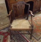 A 19thC. Country Chippendale Rush Seat Chair
