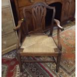 A 19thC. Country Chippendale Rush Seat Chair