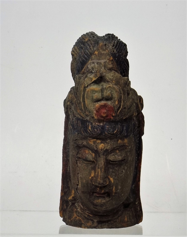 An Early Antique Chinese Carved Wood Guanyin Bust