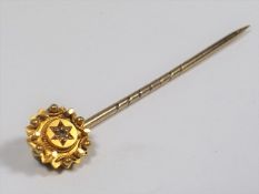 A 15ct Gold Victorian Tie Pin With Small Diamond