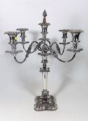A 19thC. Five Point Silver Plated Candelabra Table