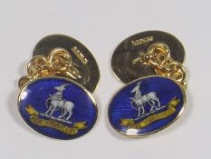 A Pair Of 18ct Gold Enamelled Royal Warwickshire R