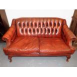 An Antique Style Leather Chesterfield Two Seater S