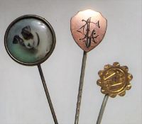 Two Gold Topped Tie Pins, One Masonic & One Enamel