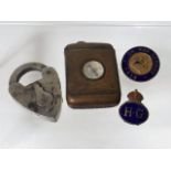 A WW1 Compass Vesta Case, A Chastity Belt Padlock,