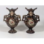 A Pair Of German Majolica Vase 22cm High