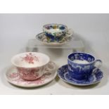 Nine Large Oversized Cups With Saucers Including M