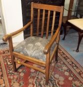 An Early 20thC. Upholstered Oak Farmhouse Chair