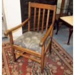 An Early 20thC. Upholstered Oak Farmhouse Chair