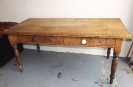 A Victorian Pine Scullery Table With Two Drawers