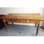 A Victorian Pine Scullery Table With Two Drawers