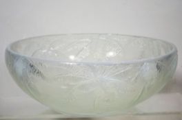 An Art Deco Lalique Style Opaline Glass Bowl With