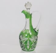 A C.1900 Bohemian Overlay Glass Oil Jug 19.5cm Hig