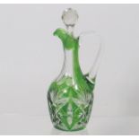 A C.1900 Bohemian Overlay Glass Oil Jug 19.5cm Hig