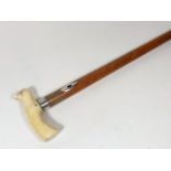 A 19thC. Gents Malacca Walking Cane With Ivory Pis