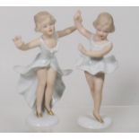 Two German Porcelain Figures Of Young Girls Dancin