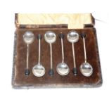A Boxed Set Of Silver Coffee Bean Spoons