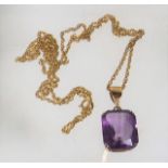 A 9ct Gold Necklace With Amethyst Pendant