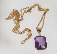 A 9ct Gold Necklace With Amethyst Pendant