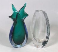 An Orrefors Clear Crystal Studio Vase 20cm High Tw