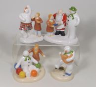 Four Coalport Porcelain Snowman Figures With Origi
